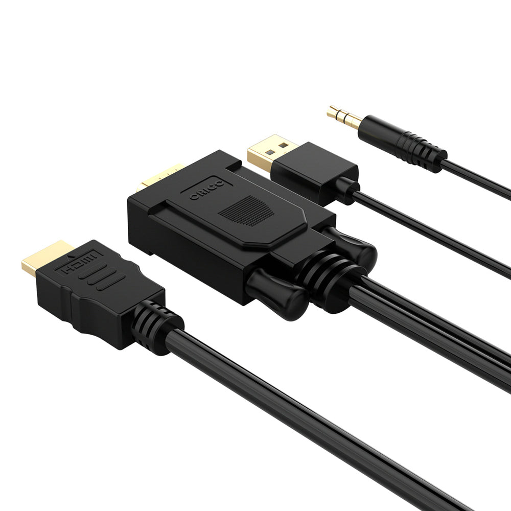 Orico XD-VATH VGA and mini jack 3.5 mm to HDMI Full HD 60 Hz cable with USB power 5 m - black