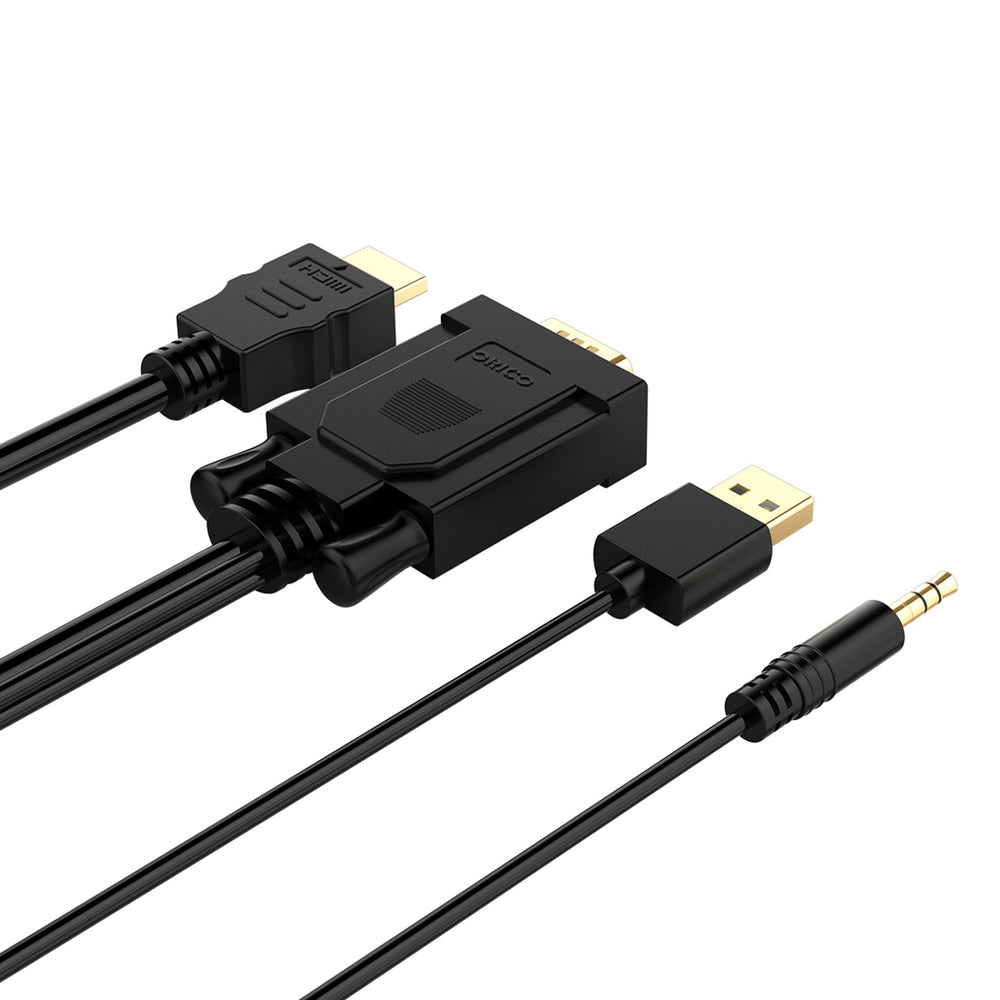 Orico XD-VATH VGA and mini jack 3.5 mm to HDMI Full HD 60 Hz cable with USB power 5 m - black