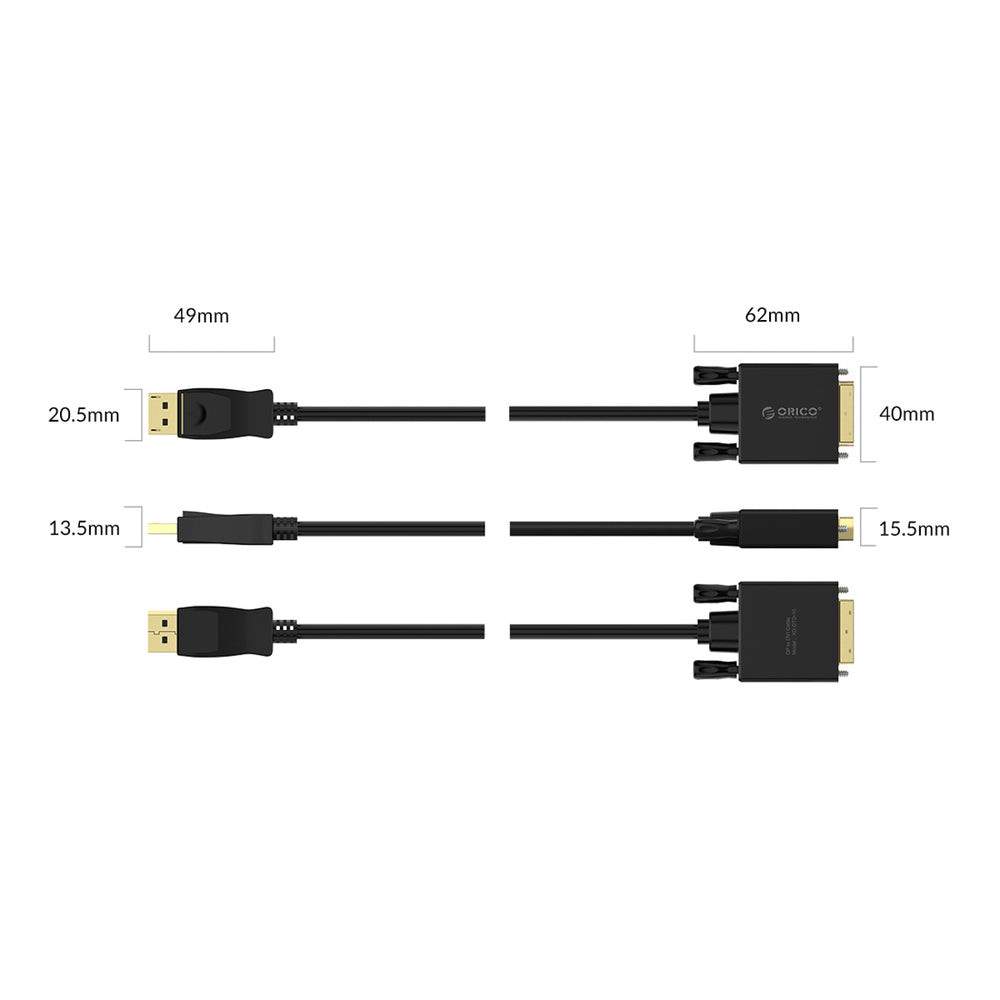 Orico XD-DTD DisplayPort to DVI 4K Cable 3m - Black
