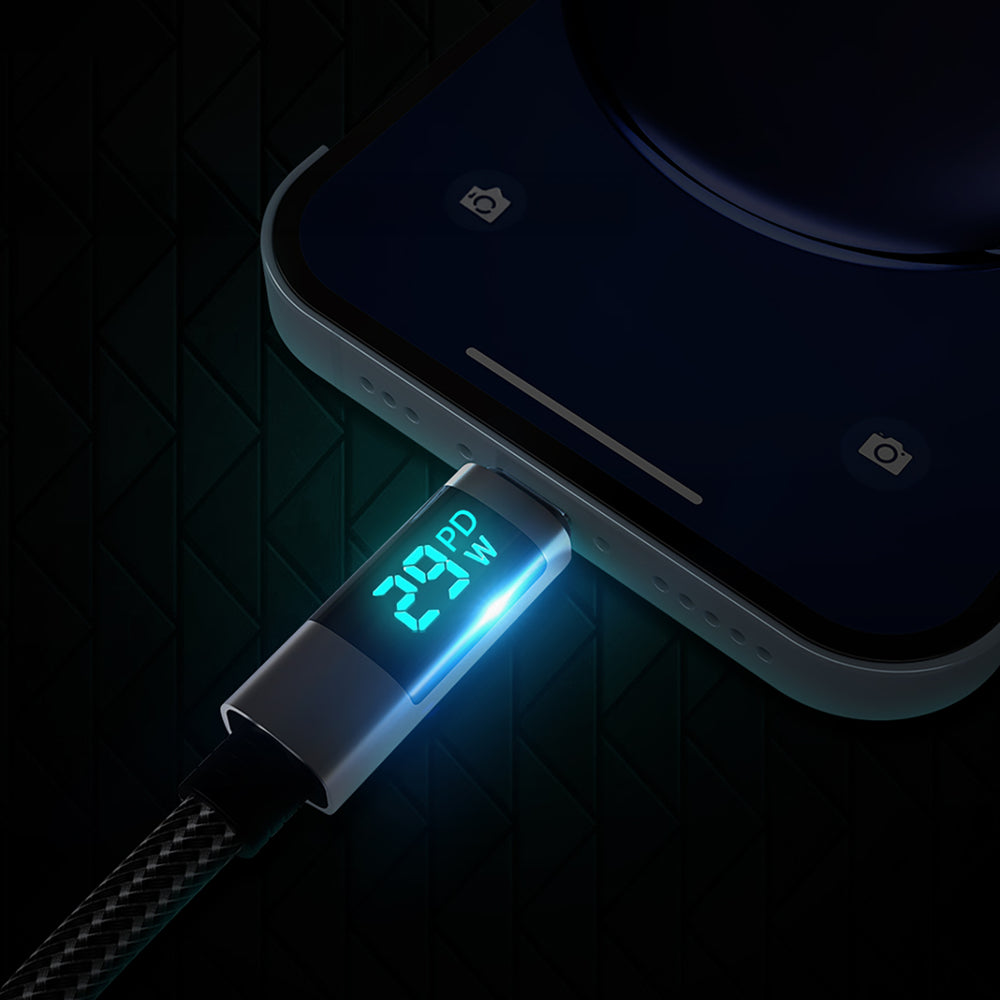 Orico LDC2L USB-C to Lightning PD Cable 29W with LED Display 480Mbps 1.5m - Black