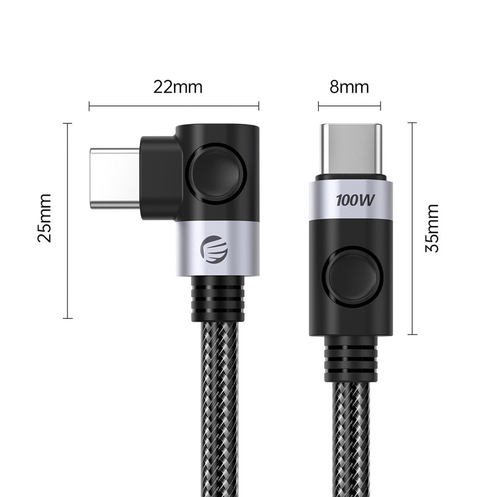C2C PD100W Laptop Fast Charging Cable (Right Angle) black 1m