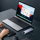 Tech-Protect HB09 USB hub 8in1 TYPE-C + USB-A 3.0 + USB-C 3.0 + HDMI 4K 60HZ + SD/TF + PD100W + RJ45 1000 MB/S - gray