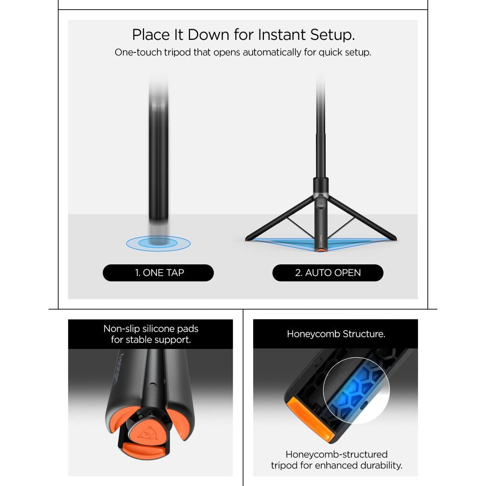 Spigen S582W Bluetooth Selfie Stick - Black