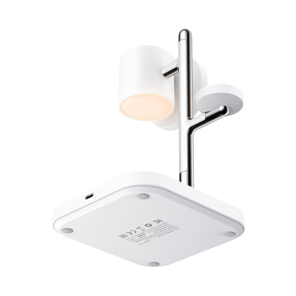 Acefast E39 Qi2.2 25W 4-in-1 Wireless Desk Charger for Phone, Watch, and Headphones with Night Light - White