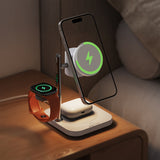 Acefast E39 Qi2.2 25W 4-in-1 Wireless Desk Charger for Phone, Watch, and Headphones with Night Light - White