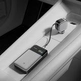 Cuktech CC903P 100W Car Charger with Display and 70cm Retractable USB-C Cable - Gray