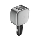 Cuktech CC903P 100W Car Charger with Display and 70cm Retractable USB-C Cable - Gray