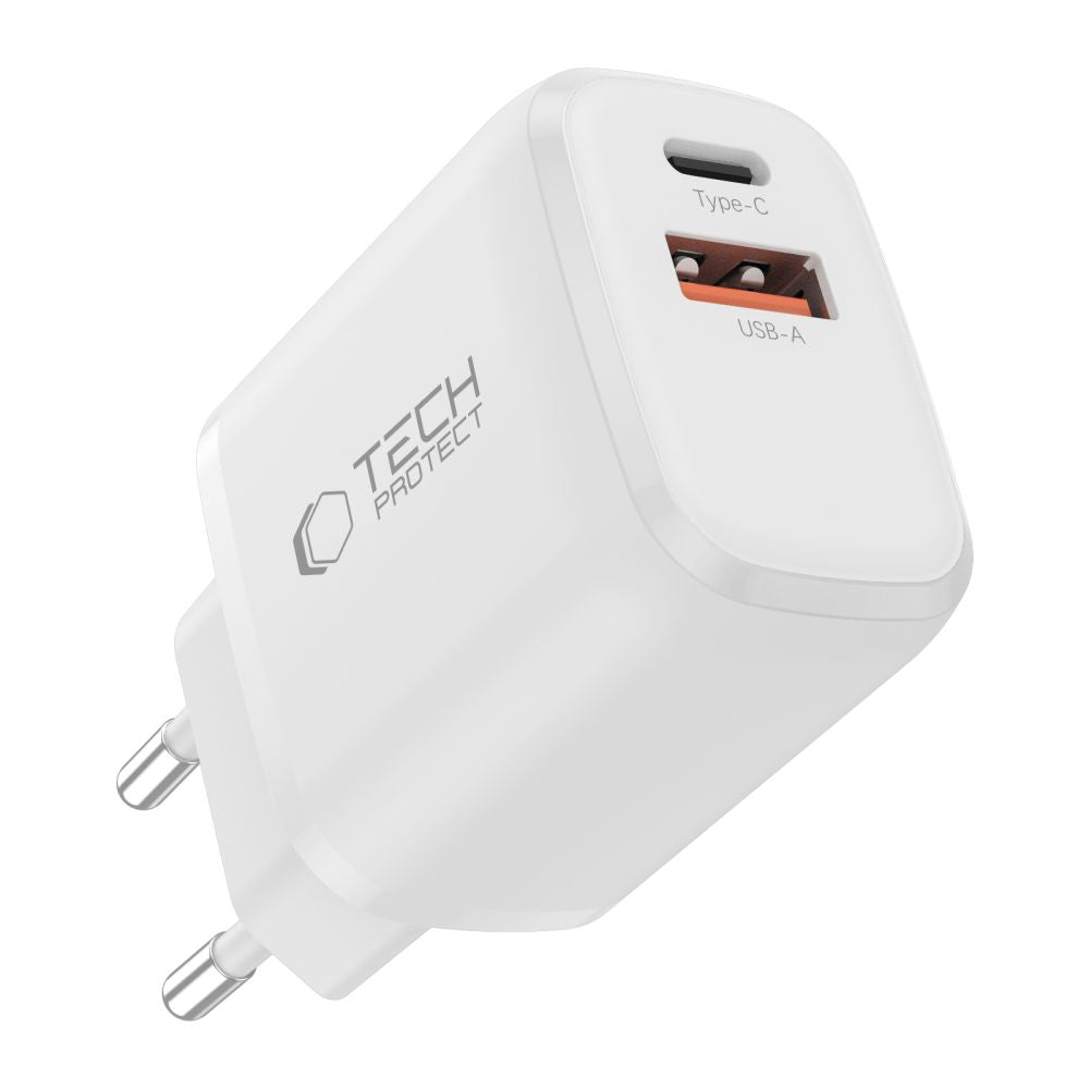 Tech-Protect NCA65W-GAN 2-Port PD 65W / QC3.0 2-Port Wall Charger - White