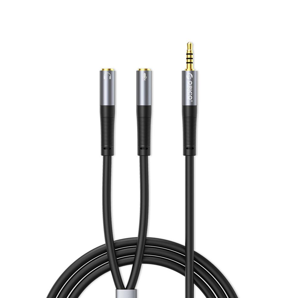 Orico AX2 audio adapter mini jack 3,5 mm hovedtelefon og mikrofon splitter 0,5 m - sort