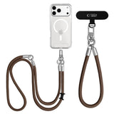 Tech-Protect C10S Crossbody phone lanyard (114 cm) + wrist strap (31 cm) - brown-titanium