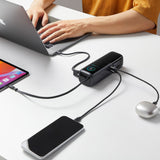 Joyroom PODIX PR70 25000mAh Power Bank op til 240W med to indbyggede USB-C kabler og to TFT skærme - Grå