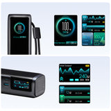 Joyroom PODIX PR70 25000mAh Power Bank op til 240W med to indbyggede USB-C kabler og to TFT skærme - Grå