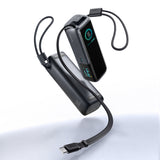 Joyroom PODIX PR70 25000mAh Power Bank op til 240W med to indbyggede USB-C kabler og to TFT skærme - Grå