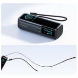 Joyroom PODIX PR70 25000mAh Power Bank op til 240W med to indbyggede USB-C kabler og to TFT skærme - Grå