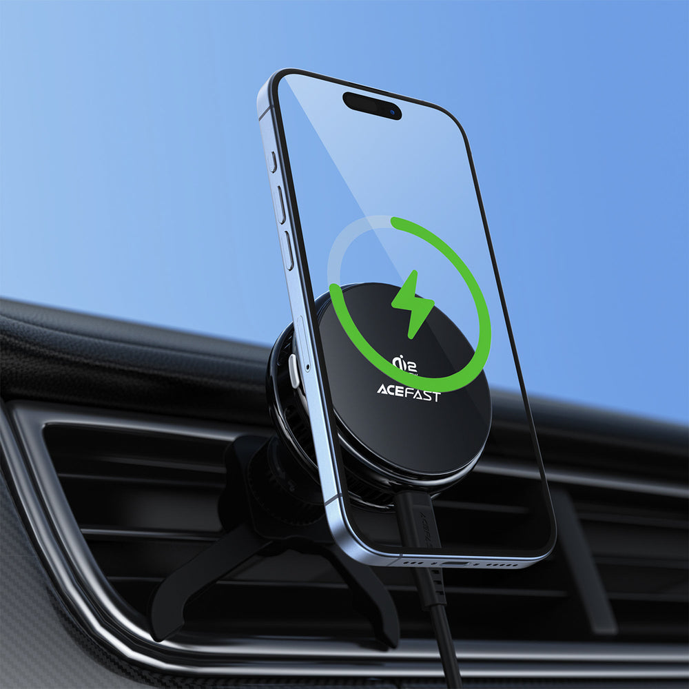 Acefast D66 Magnetic Car Air Vent Mount med Qi2 25W trådløs opladning og køling - sort