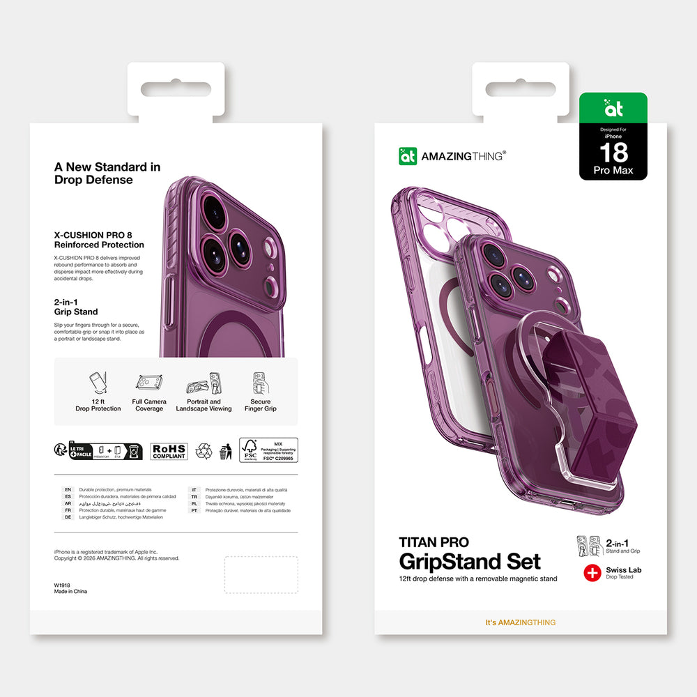 AmazingThing Titan Pro Lens Stand Set til iPhone 18 Pro Max med magnetisk holder og stand, kompatibel med MagSafe - Purple