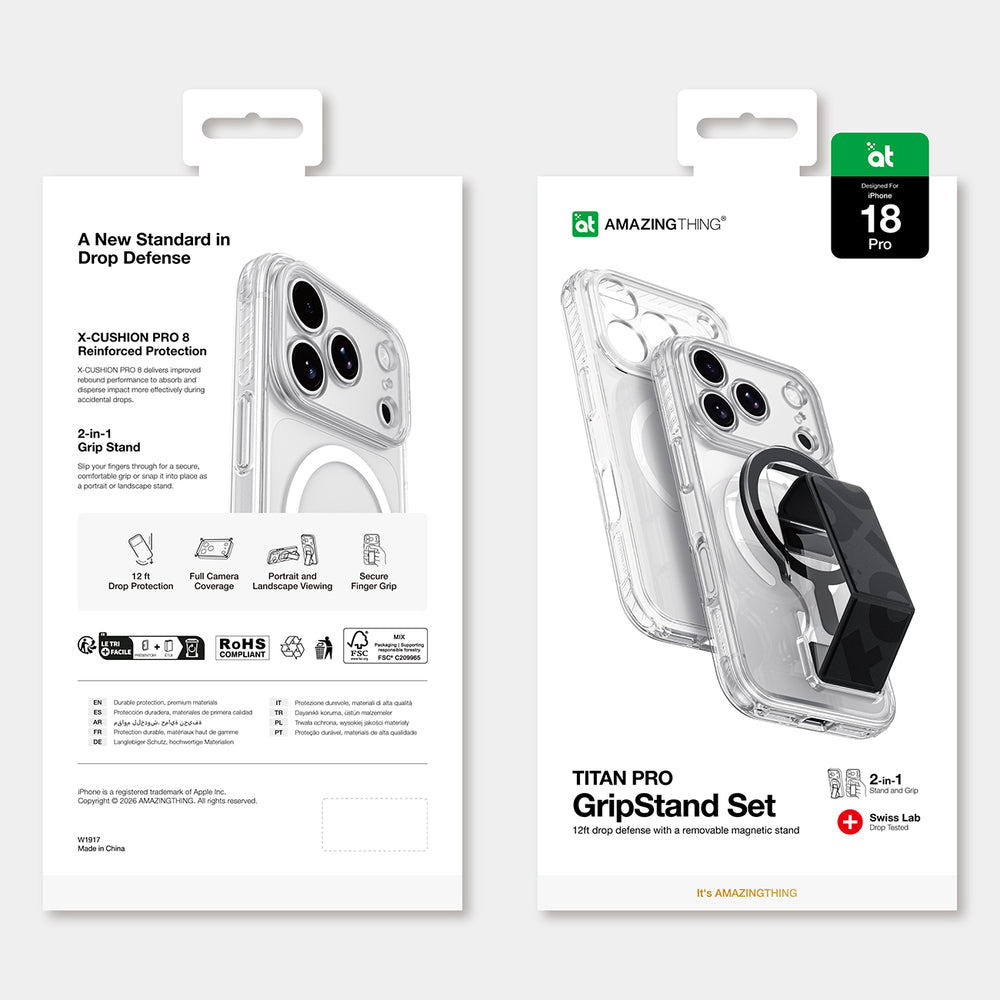 AmazingThing Titan Pro Lens Stand Set for iPhone 18 Pro med magnetisk holder og stand, kompatibel med MagSafe - gennemsigtig
