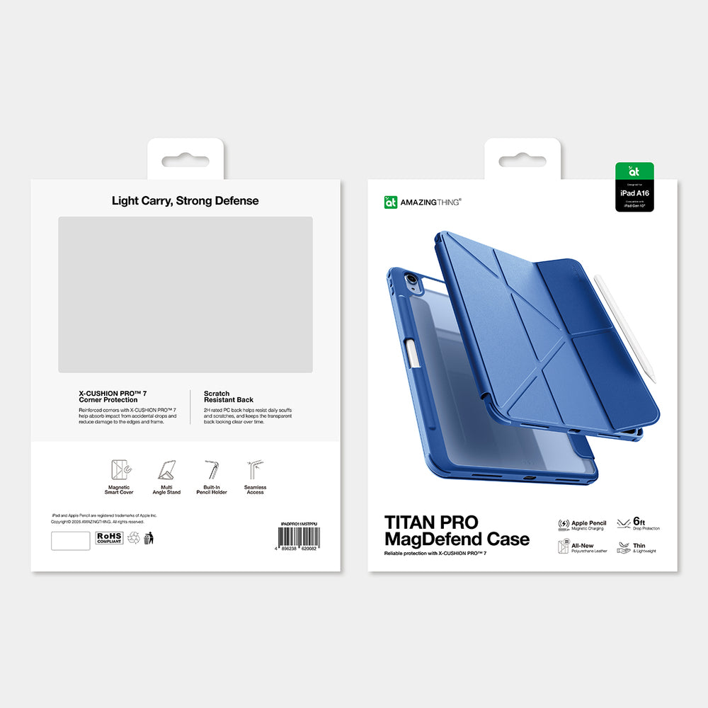 AmazingThing Titan Pro Case til iPad A16 11" med 720° rotationsstativ og blyantholder - Blå