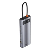 Hubin 9 Baseus Metal Gleam Series, USB-C til 3x USB 3.0 + HDMI + USB-C PD + Ethernet RJ45 + microSD / SD + VGA