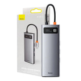 Hubin 9 Baseus Metal Gleam Series, USB-C til 3x USB 3.0 + HDMI + USB-C PD + Ethernet RJ45 + microSD / SD + VGA