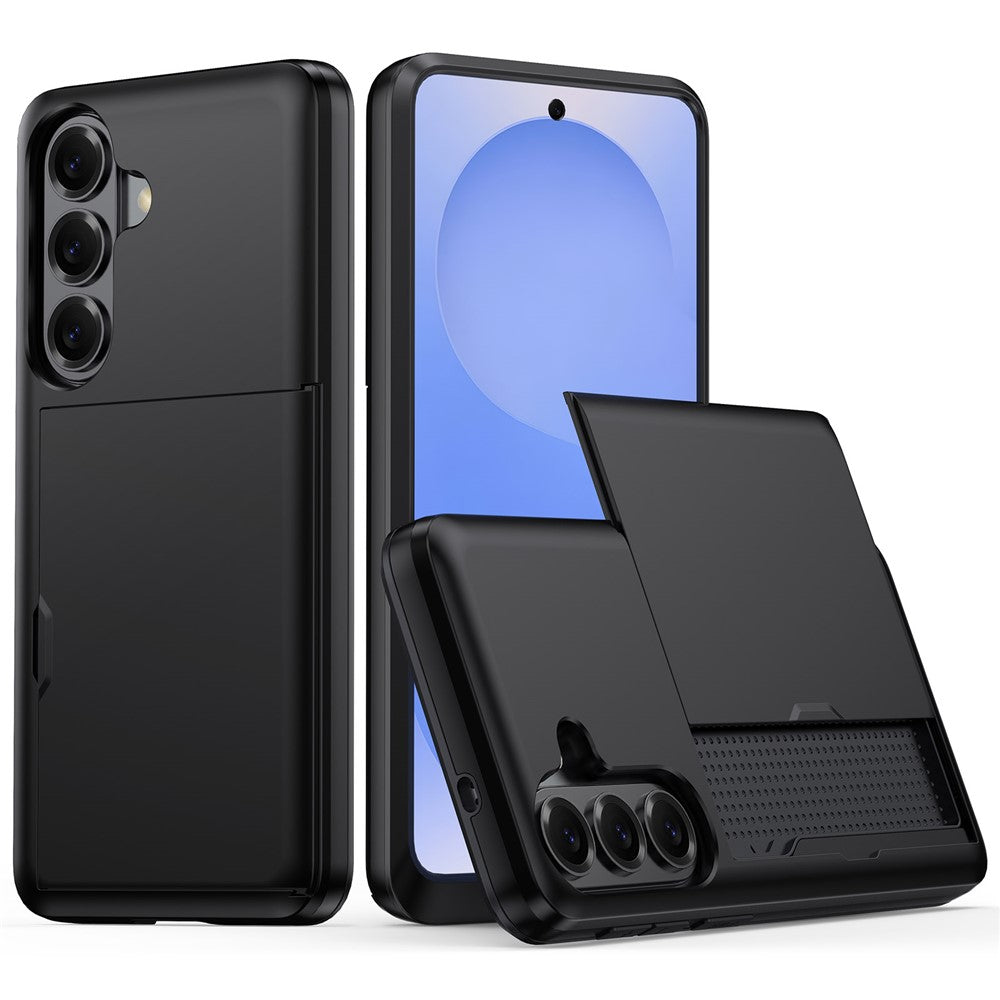 AMORUS Samsung Galaxy A57 5G Case med glidende kortholder - sort