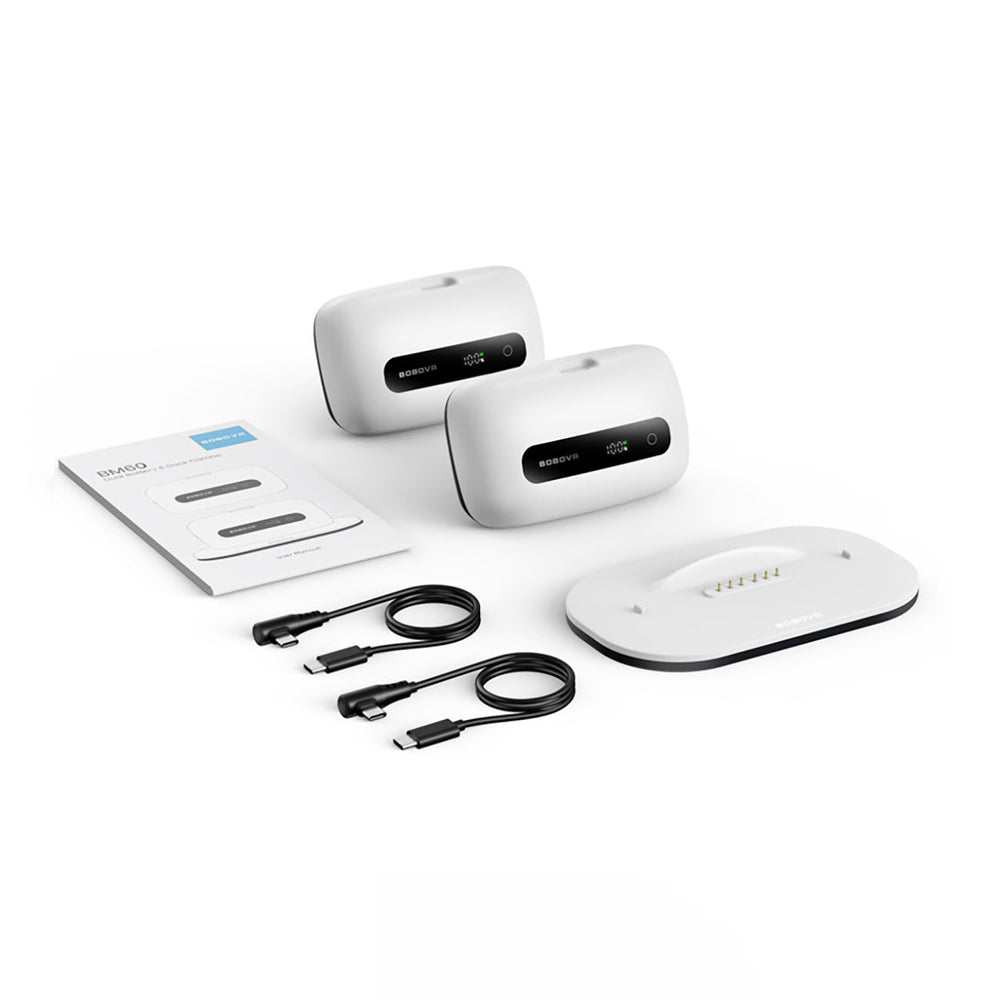 BoboVR BM60-2 6500 mAh Battery for BoboVR M3 Pro+ and BoboVR M3 2 pcs. with Charging Station - White