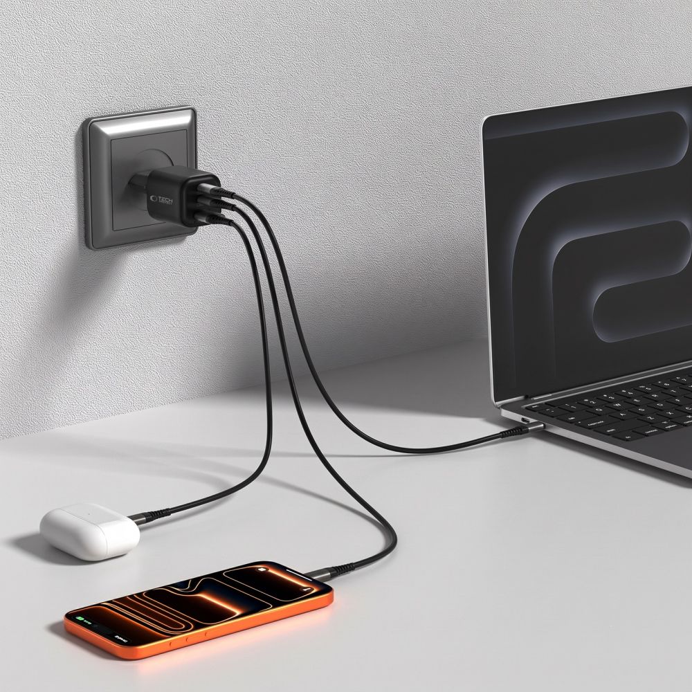 Tech-Protect NCA100W-GaN PD 3.2 100W / QC3.0 wall charger - black