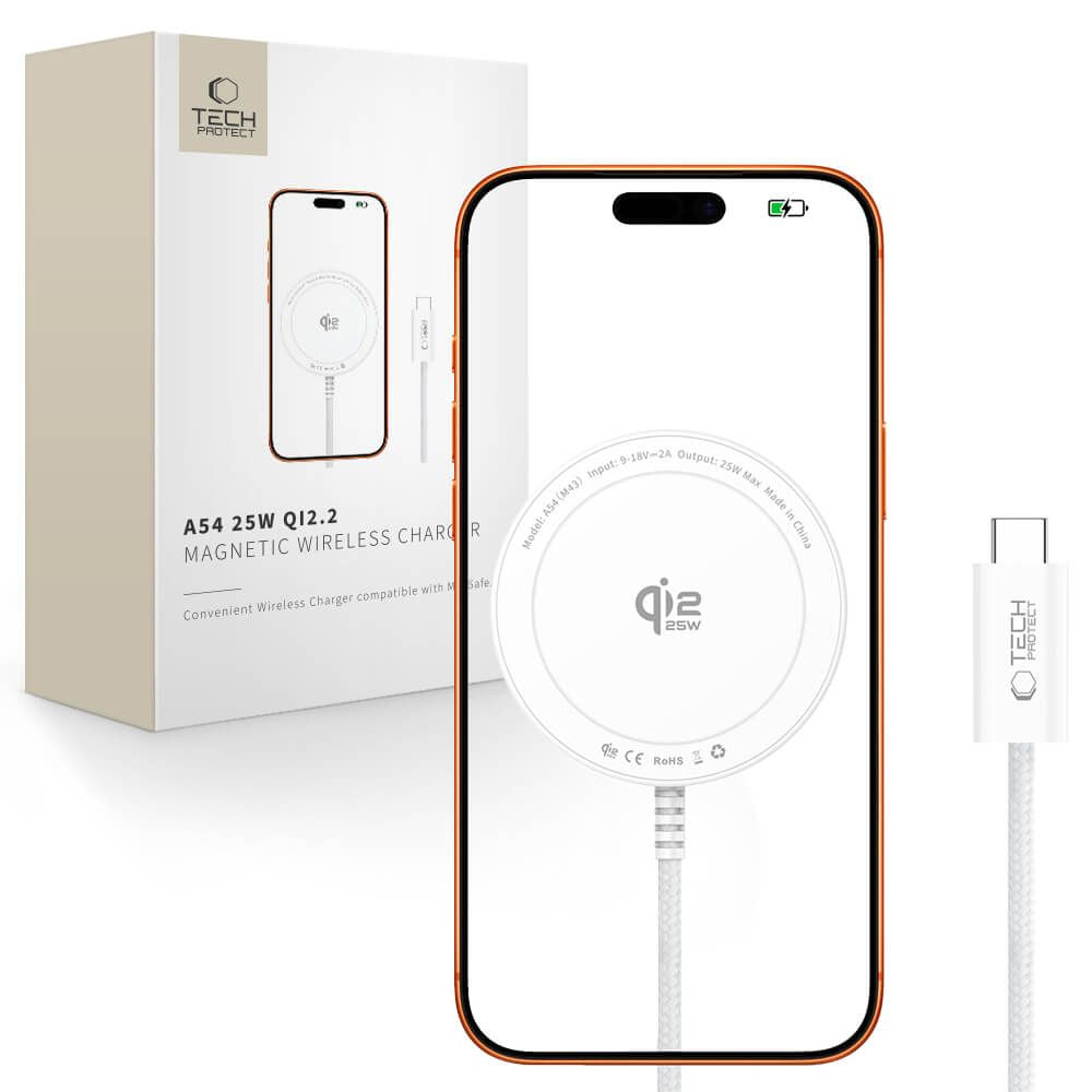 Tech-Protect A54 MagSafe 25W QI2.2 Wireless Charger - White