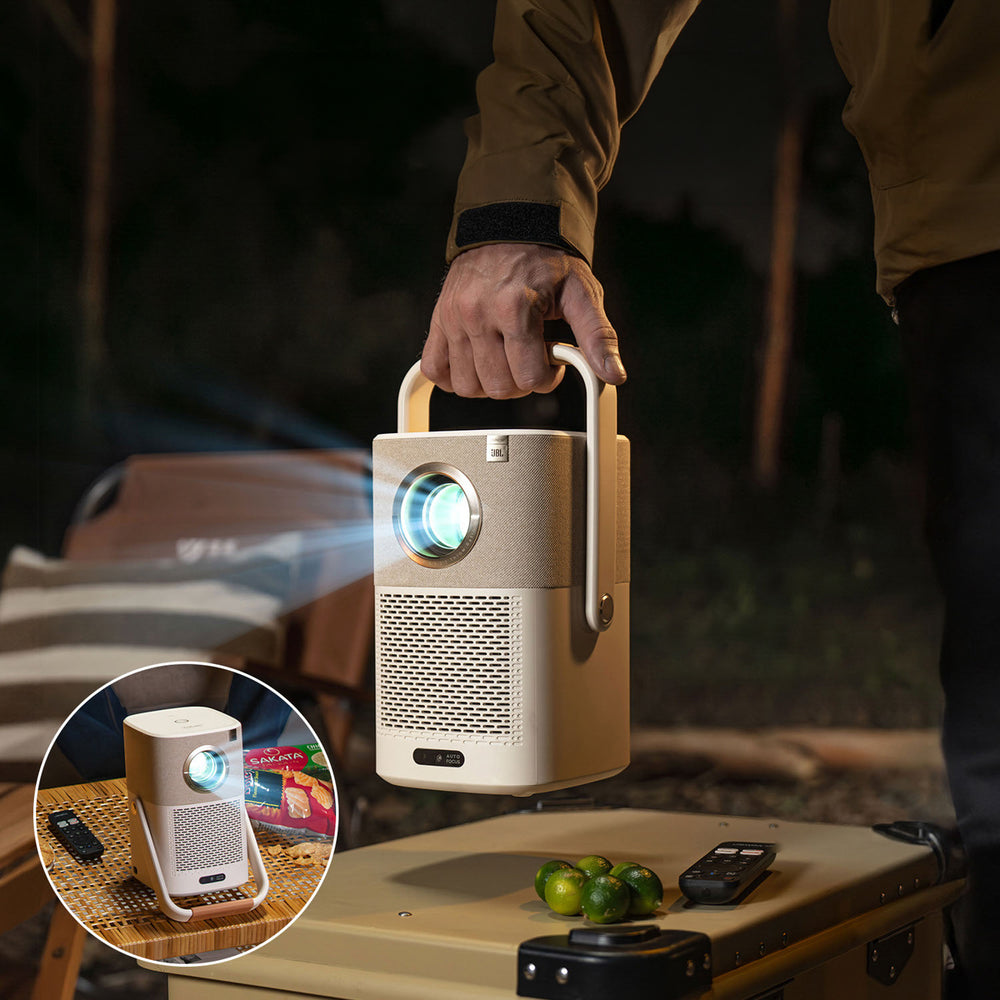 Yaber T2 Plus GTV 1080p 450 ANSI Google TV JBL Dolby Audio Multimedia Projector with Battery - Beige