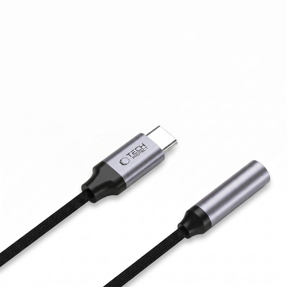 Tech-Protect Ultraboost USB-C til Mini Jack 3,5 mm DAC-adapter - mørkegrå