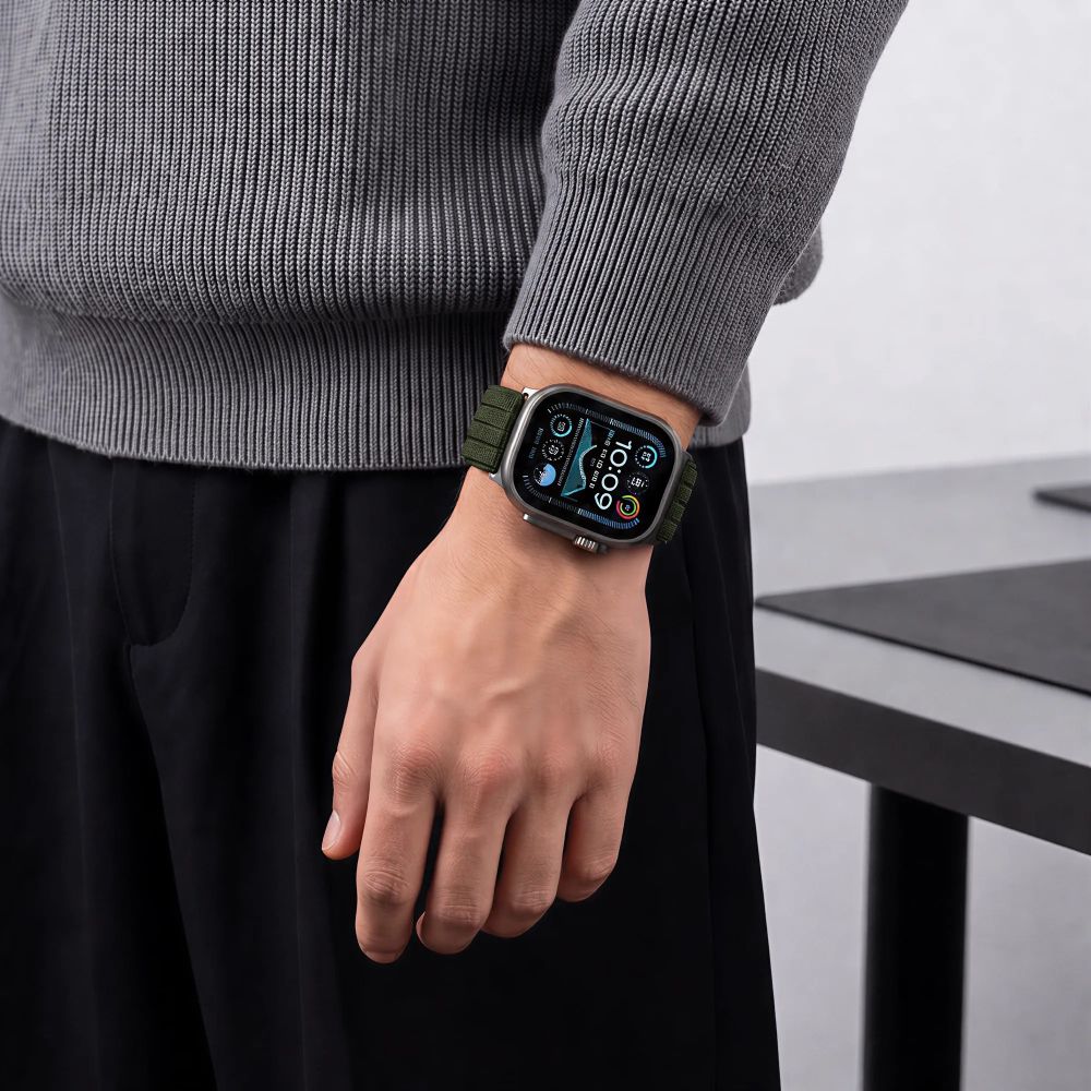 Tech-Protect Nylon Sport Band for Apple Watch 44 / 45 / 46 / 49 mm - Dark Green