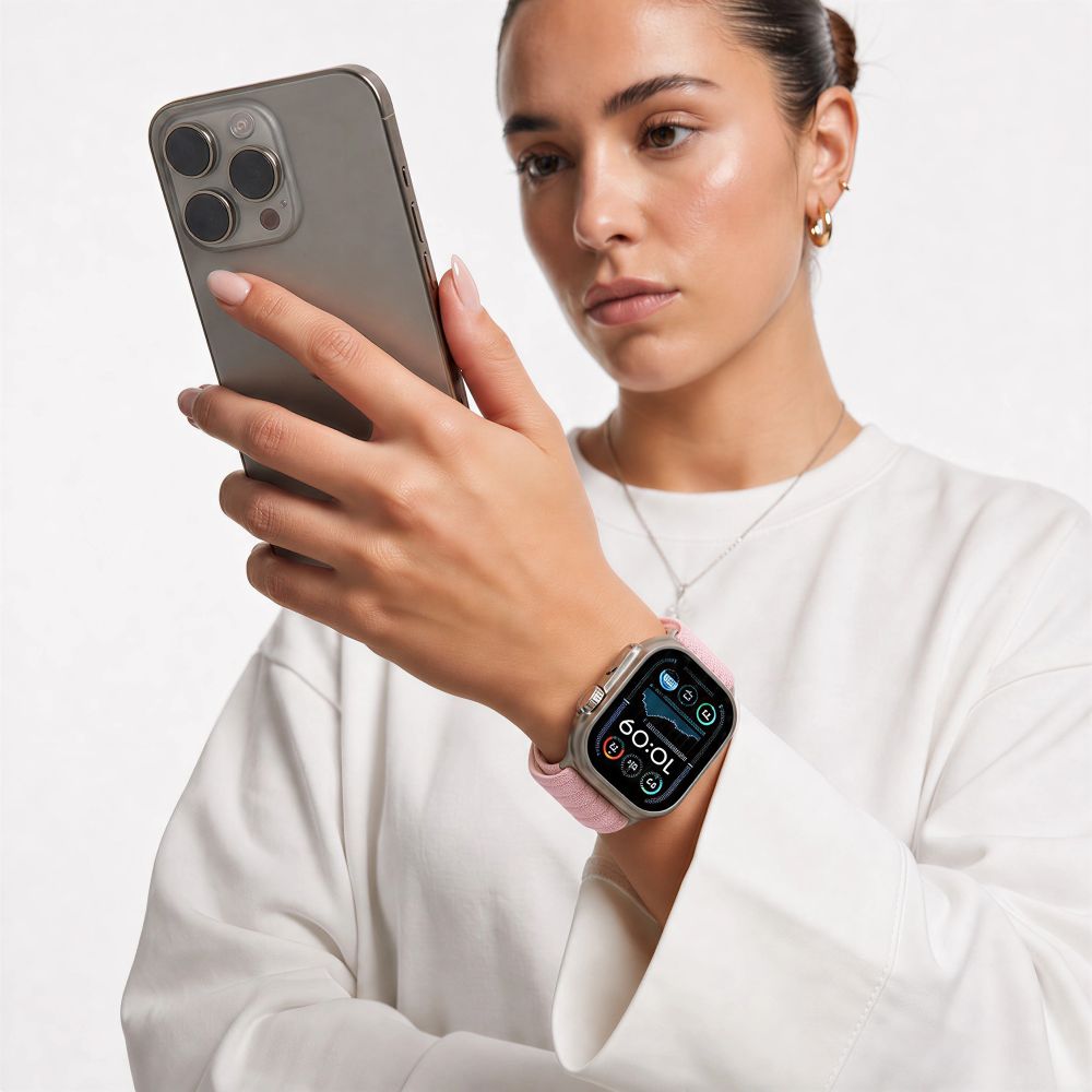 Tech-Protect Nylon Sport Band for Apple Watch 44/45/46/49 mm - Light Pink