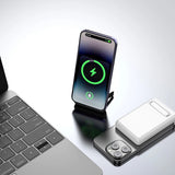 Dudao K14S+ 10000mAh 22.5W Magnetisk Power Bank USB-A + USB-C Kompatibel med MagSafe med Stand - Hvid
