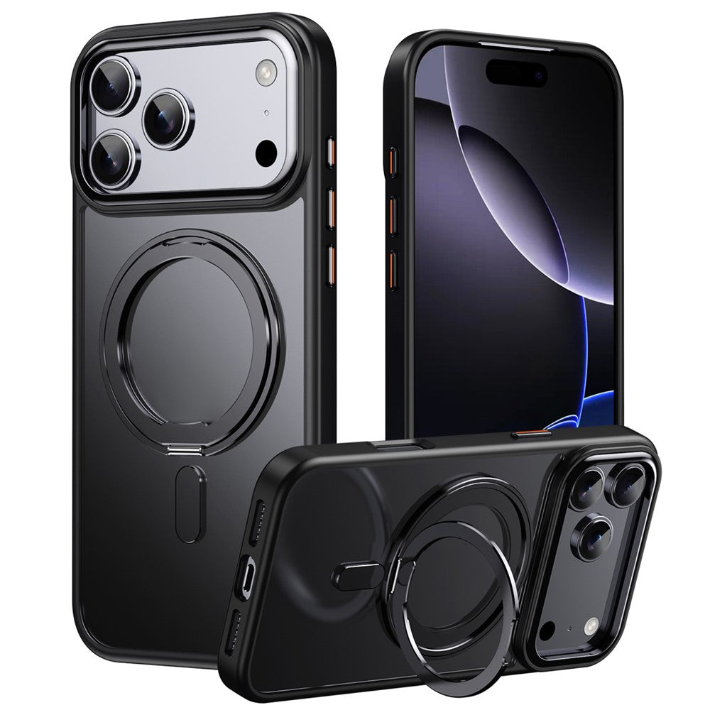 Magnetisk etui med roterende stativ til iPhone 18 Pro Max / 17 Pro Max TPU Acryl MagSafe - sort
