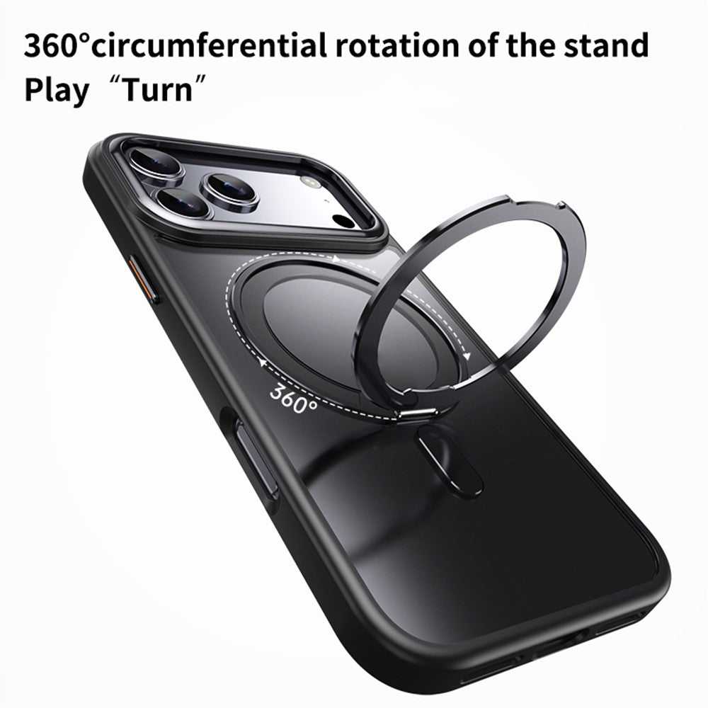 Magnetisk etui med roterende stativ til iPhone 18 Pro Max / 17 Pro Max TPU Acryl MagSafe - sort