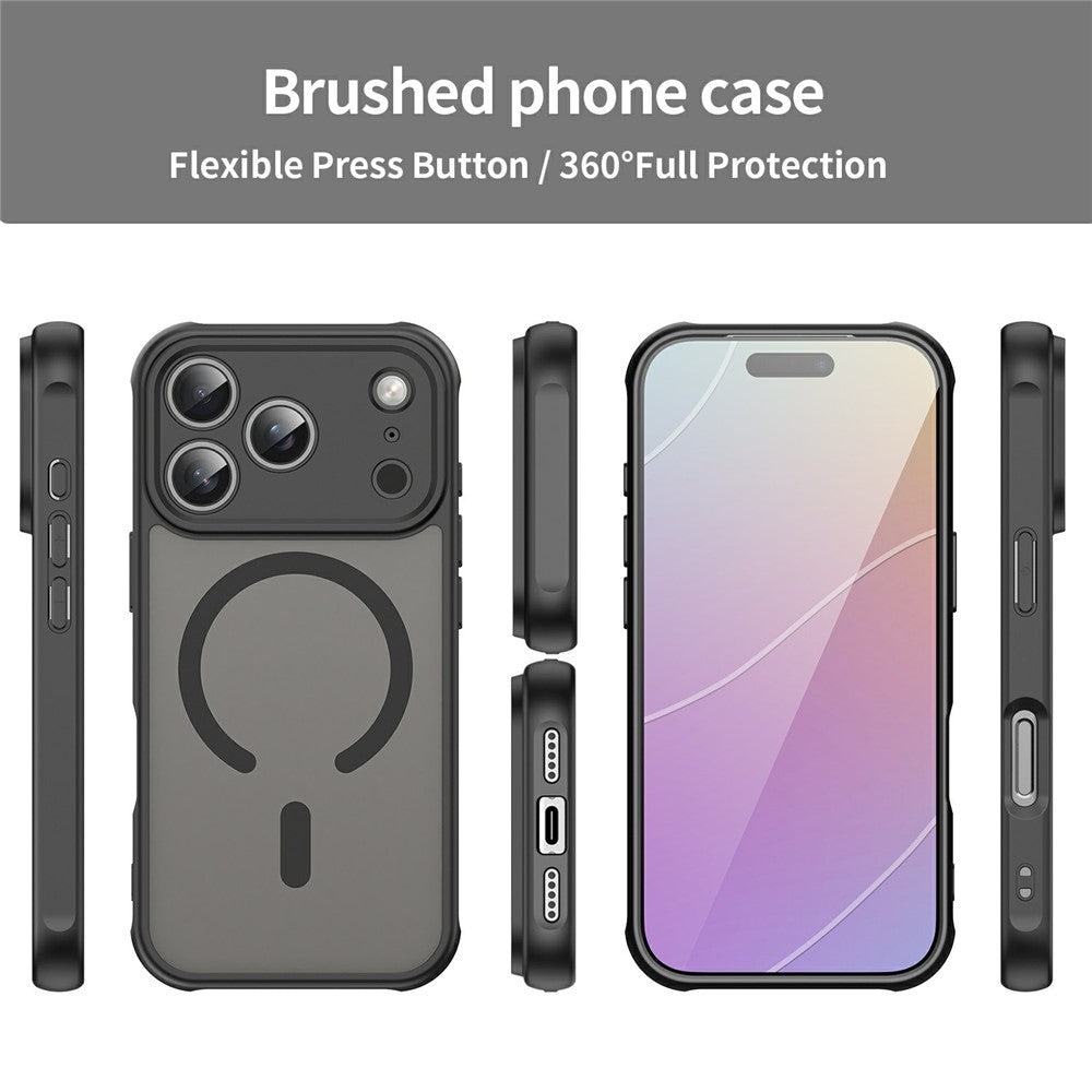 iPhone 18 Pro Max / 17 Pro Max PC TPU Magnetisk Matte Case, Drop-resistent - sort