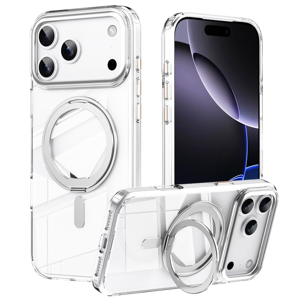 Magnetisk etui med roterende stativ til iPhone 18 Pro Max / 17 Pro Max TPU Acryl MagSafe - hvid