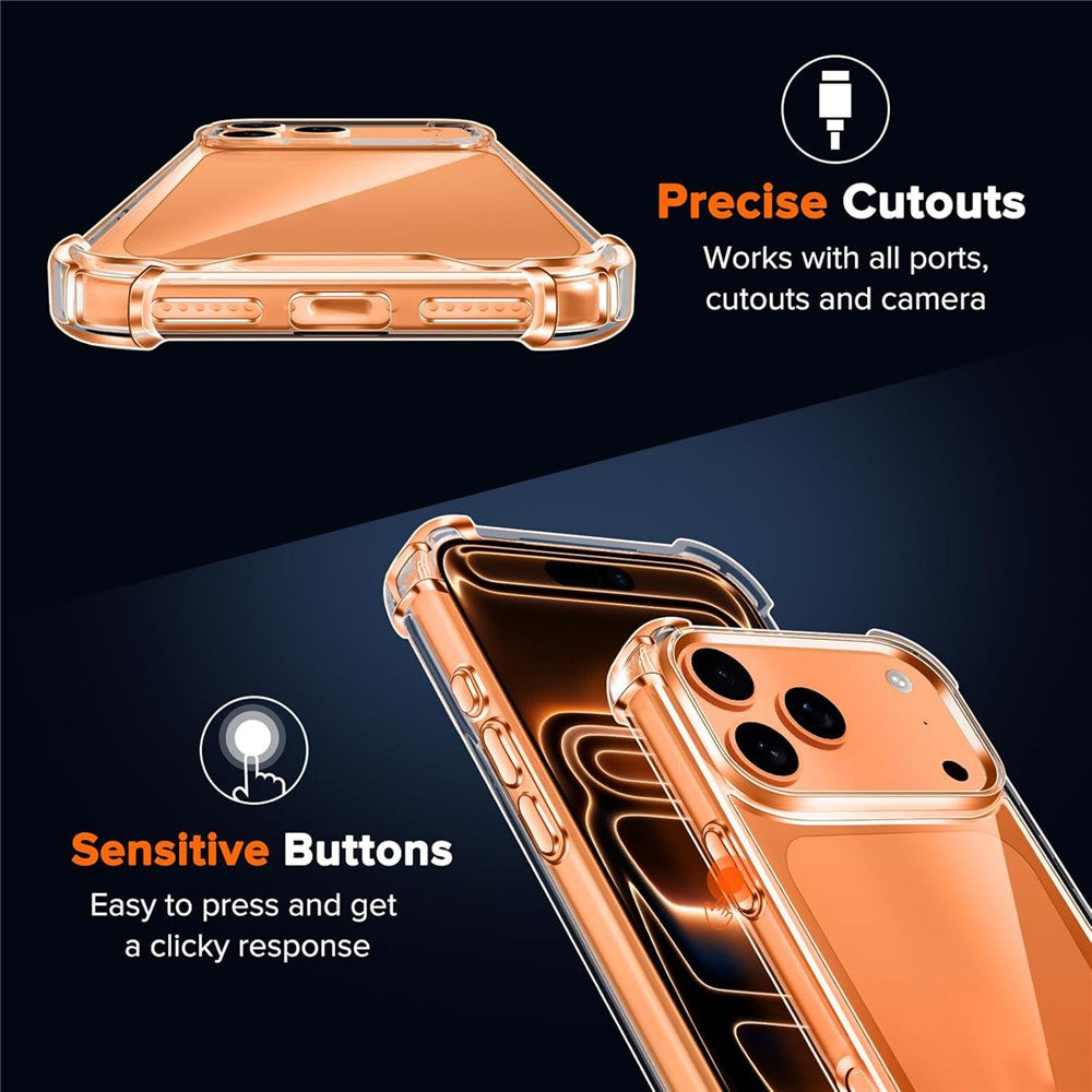 Hybrid Akryl TPU Case iPhone 18 Pro / 17 Pro med kamerabeskyttelse - gennemsigtig