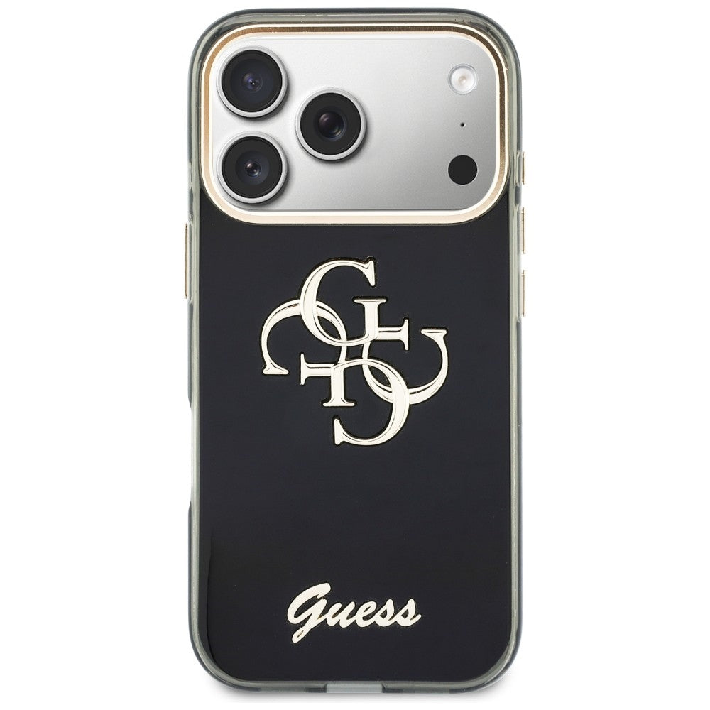 Guess IML 4G Script Metal Case til iPhone 17 Pro Max / 18 Pro Max - sort