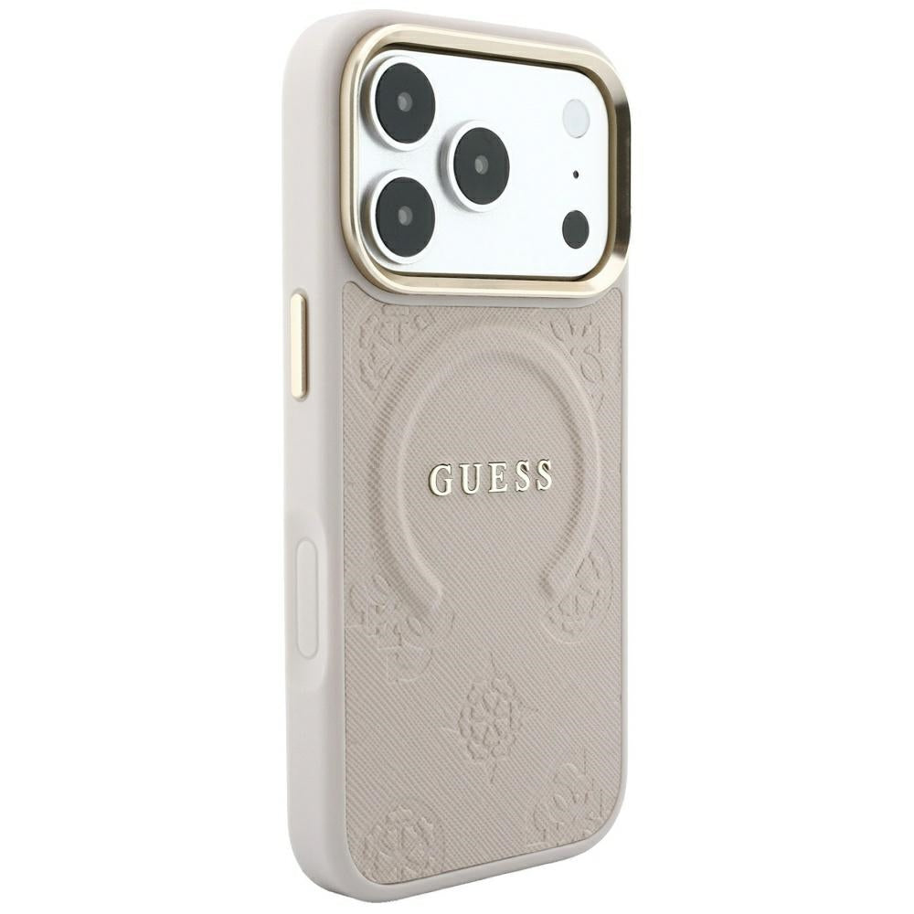 Guess Saffiano Peony & Ring MagSafe fodtøj til iPhone 17 Pro / 18 Pro - pink