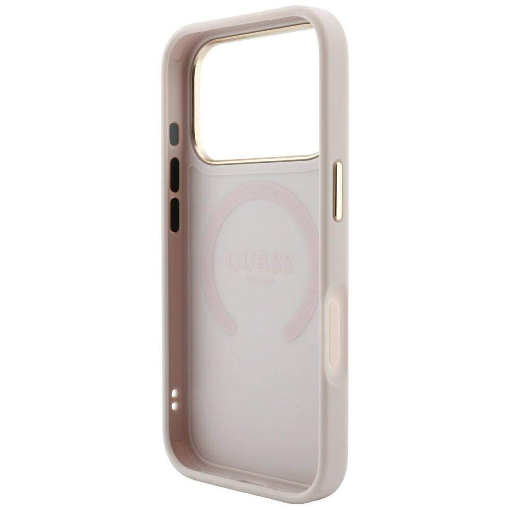 Guess Saffiano Peony & Ring MagSafe fodtøj til iPhone 17 Pro / 18 Pro - pink