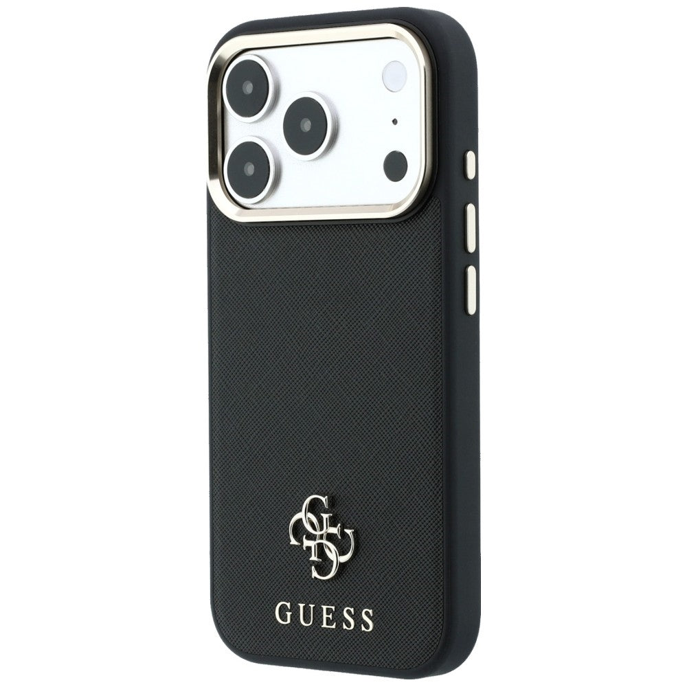 Guess Saffiano Small 4G og Classic Logo MagSafe Case til iPhone 17 Pro Max / 18 Pro Max - sort