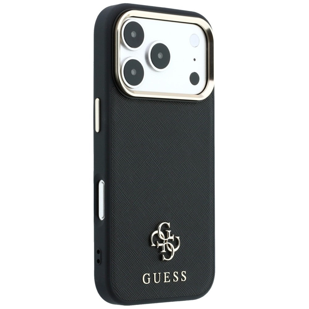 Guess Saffiano Small 4G og Classic Logo MagSafe Case til iPhone 17 Pro Max / 18 Pro Max - sort