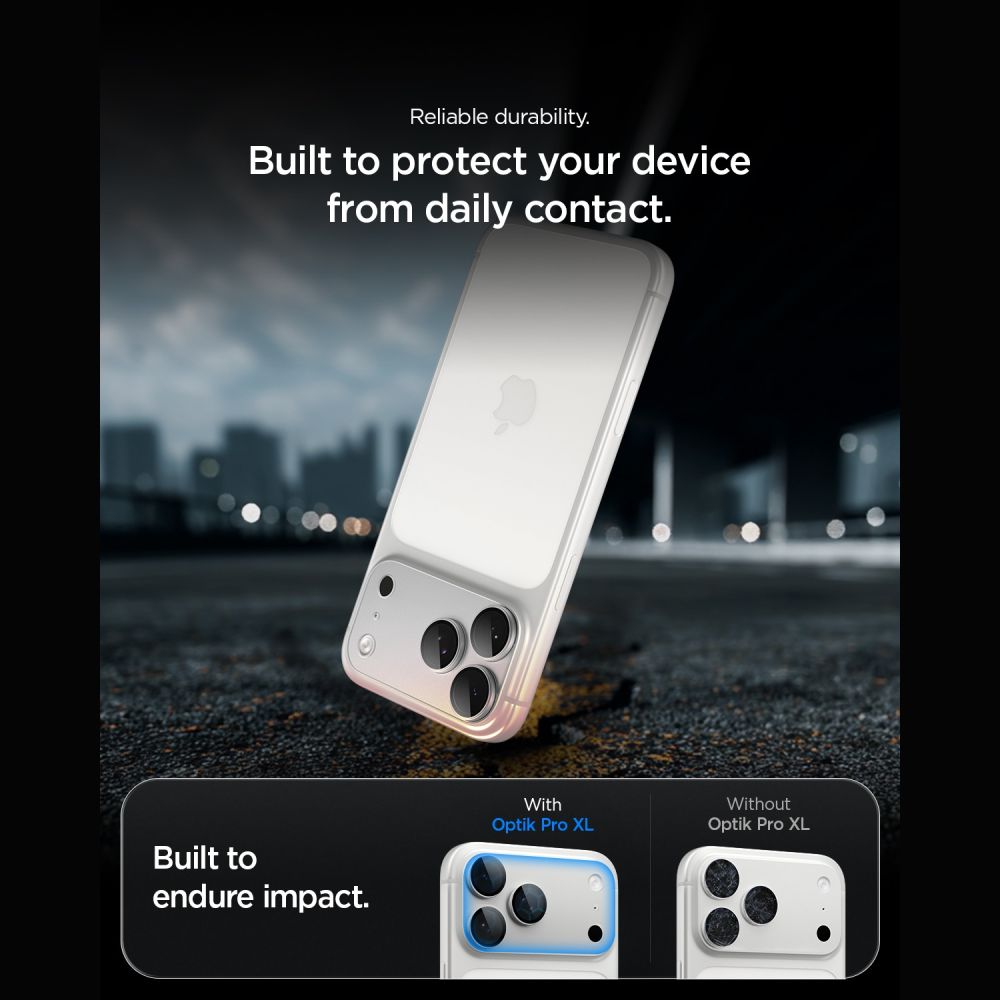 Spigen Optik Pro XL GLAS.TR EZ FIT hærdet glas til iPhone 18 Pro - Silver