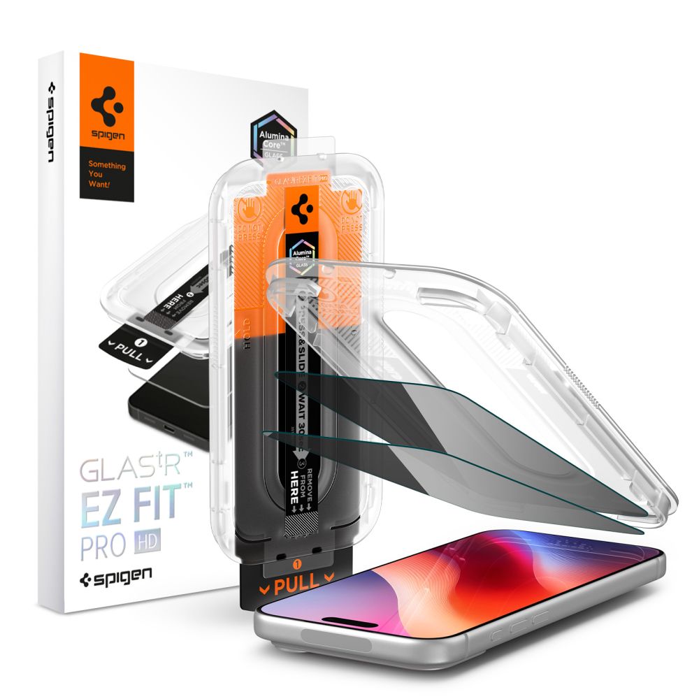 Spigen Glas.tR EZ Fit Pro HD AC Privacy 2-pakke af hærdet glas til iPhone 18 Pro Max