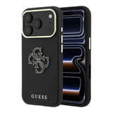 Guess Grained & Big Resin Logo Case til iPhone 18 Pro Max / 17 Pro Max - sort
