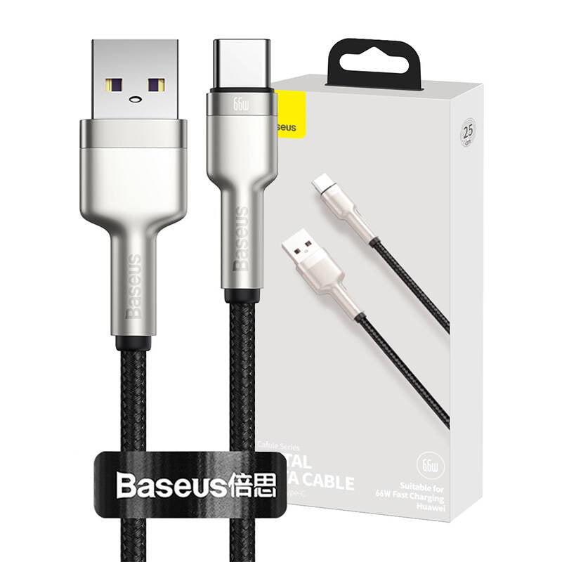 USB-kabel til USB-C Baseus Cafule, 66W, 0,25m (sort)