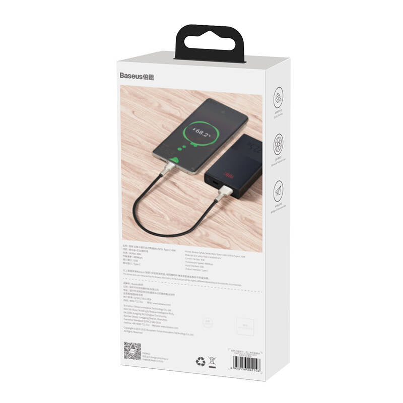 USB-kabel til USB-C Baseus Cafule, 66W, 0,25m (sort)