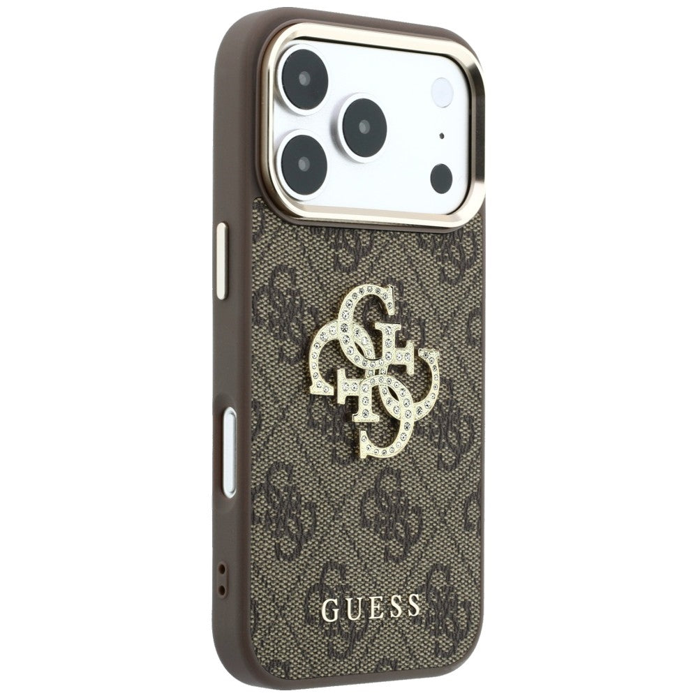 Guess 4G og Big Strass Logo Case til iPhone 18 Pro / 17 Pro - Brunt