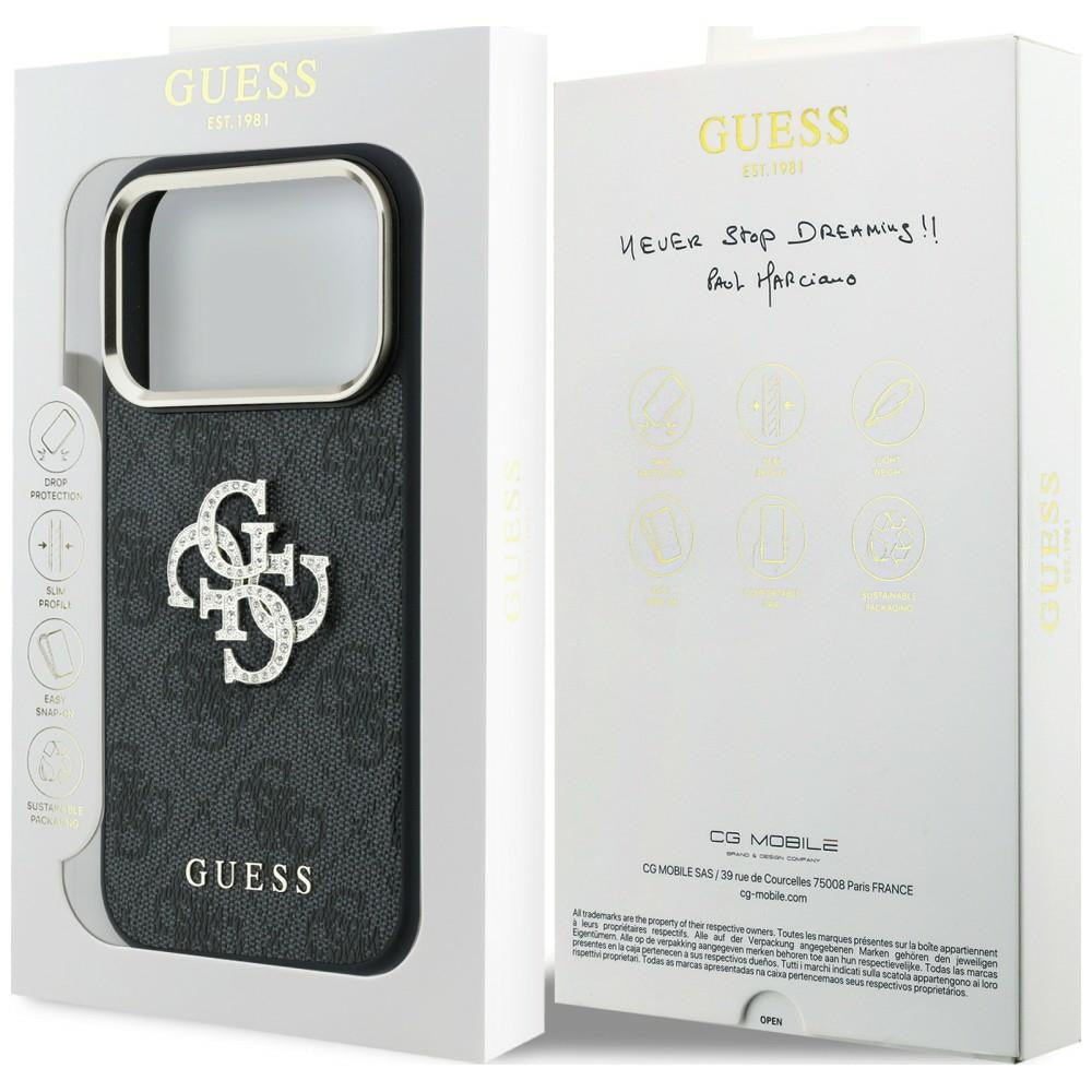 Guess 4G og Big Strass Logo Case til iPhone 18 Pro / 17 Pro - sort